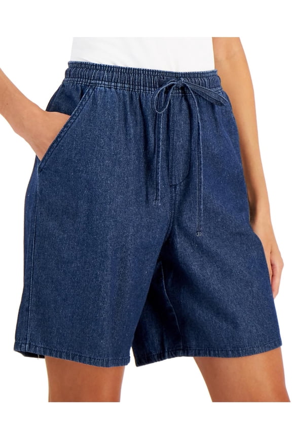 Womens   Drawstring Short Flat Front Tie-Waist/belted
