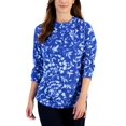 thumbnail image 1 of Karen Scott Womens Floral Microfleece Top Ultra Blue L, 1 of 1