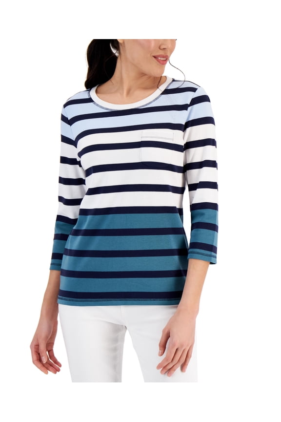 Womens Galia Colorblocked Striped Top Intrepid Blue S