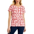 thumbnail image 1 of Karen Scott Womens Gingham Blooms Printed Top New Red Amore S, 1 of 1