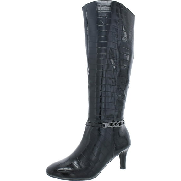 Karen Scott Womens Hanna Faux Leather Tall Knee-High Boots