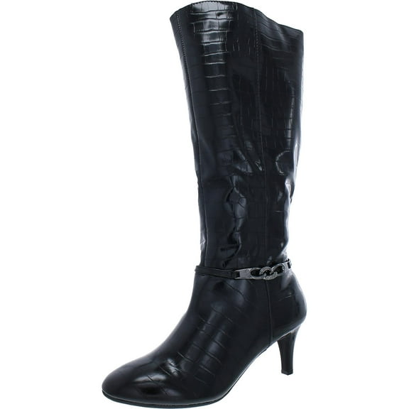 Karen Scott Womens Hanna Faux Leather Tall Knee-High Boots
