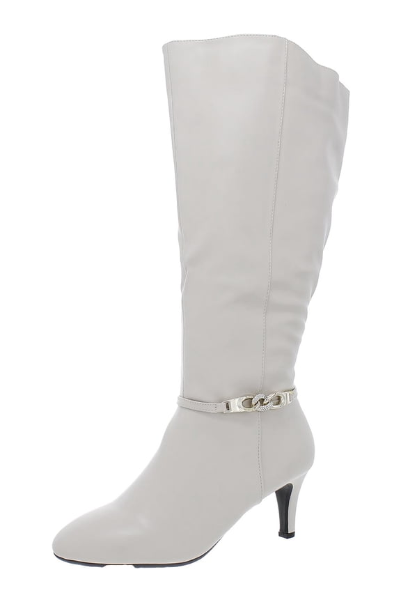 Womens Hanna Faux Leather Wide Calf Knee-High Boots