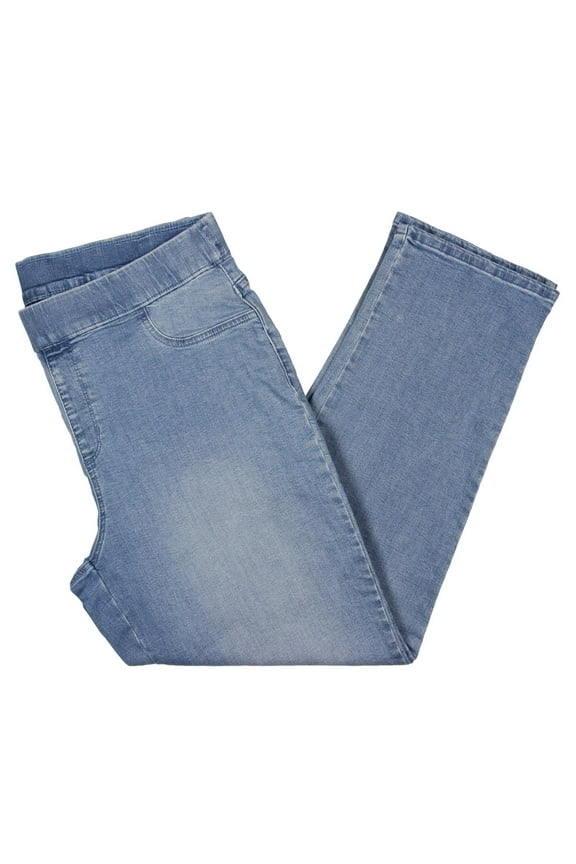 Womens High Rise Denim Straight Leg Jeans