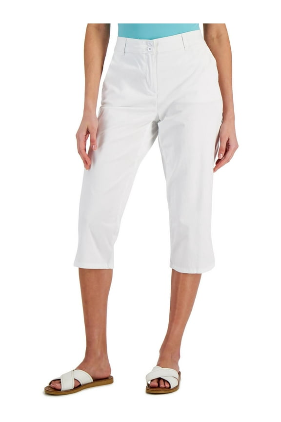 Womens Comfort Waist Capri Pants Bright White 18
