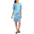 thumbnail image 1 of Karen Scott Womens Holiday Floral Printed Dress Aqua Oasis S, 1 of 1