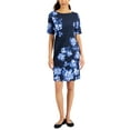 thumbnail image 1 of Karen Scott Womens Holiday Floral Printed Dress Intrepid Blue S, 1 of 1