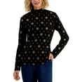 thumbnail image 1 of Karen Scott Womens Holiday Mock-Neck Top Deep Black Snowflake XS, 1 of 1