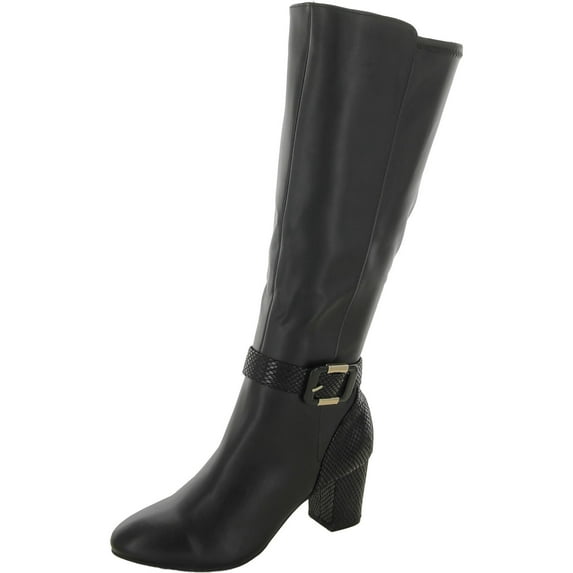 Karen Scott Womens Isabell Faux Leather Pull On Knee-High Boots