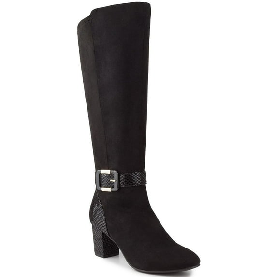 Karen Scott Womens Isabell Faux Leather Pull On Knee-High Boots