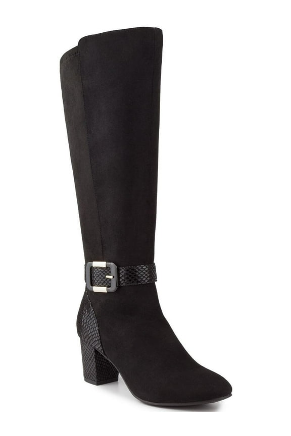Womens Isabell Pull On Wide Calf Knee-High Boots