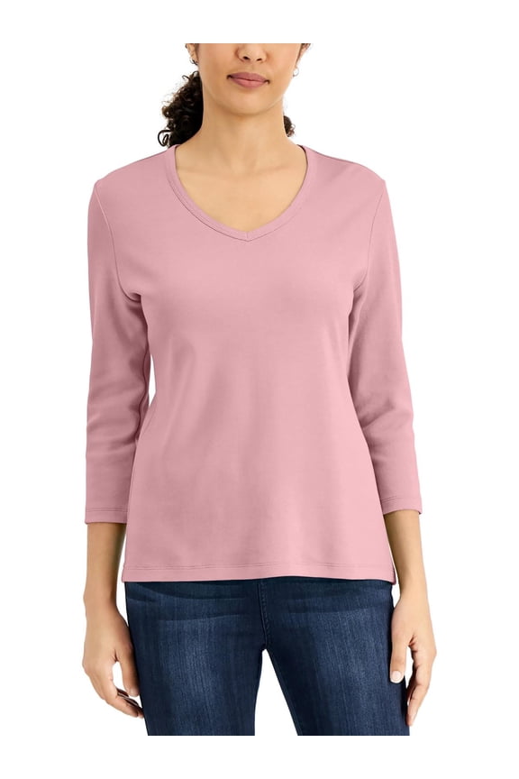 Womens Knit V Neck T-Shirt