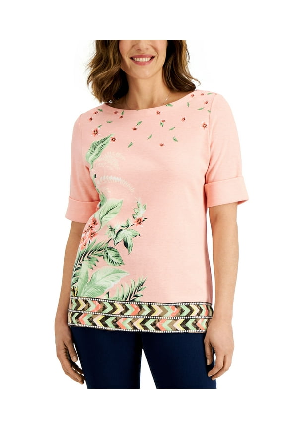 Womens Maui Oasis Printed Top Boca Blush XL