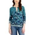 thumbnail image 1 of Karen Scott Womens Monica Floral Button Cardigan Deep Jade Combo S, 1 of 1