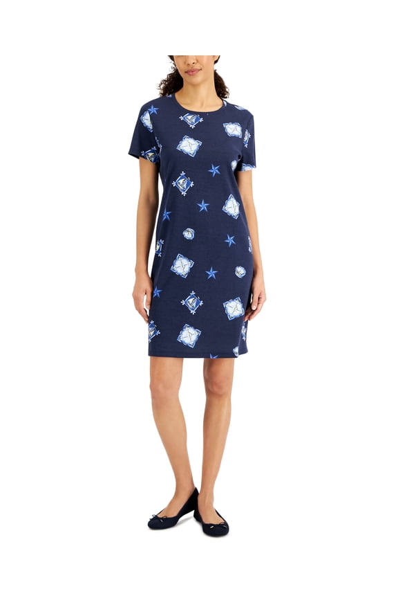 Womens Nautical Treasures Printed Dress Intrepid Blue XS