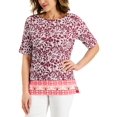 thumbnail image 1 of Karen Scott Womens Oahu Dreams Printed Top Malbec XL, 1 of 1
