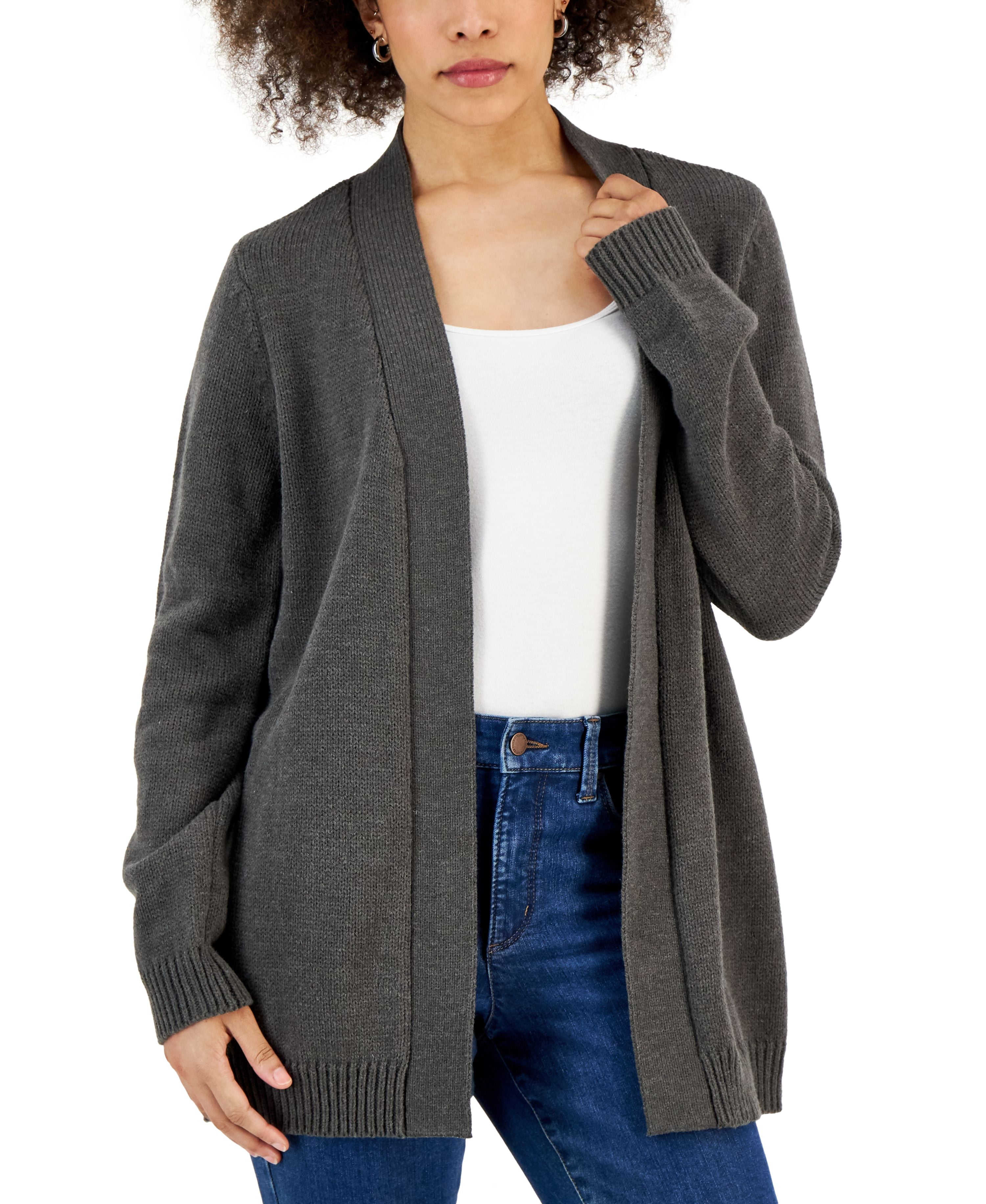 Karen Scott Womens Open Front Cardigan Deep Black M - Walmart.com