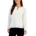 thumbnail image 1 of Karen Scott Womens Pearlized Button Crewneck Cardigan Luxsoft White S, 1 of 1