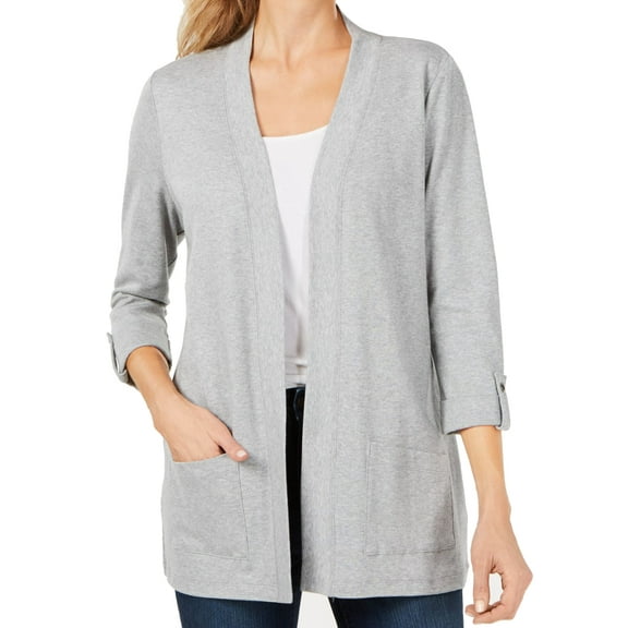 Karen Scott Womens Petite Button Sweater