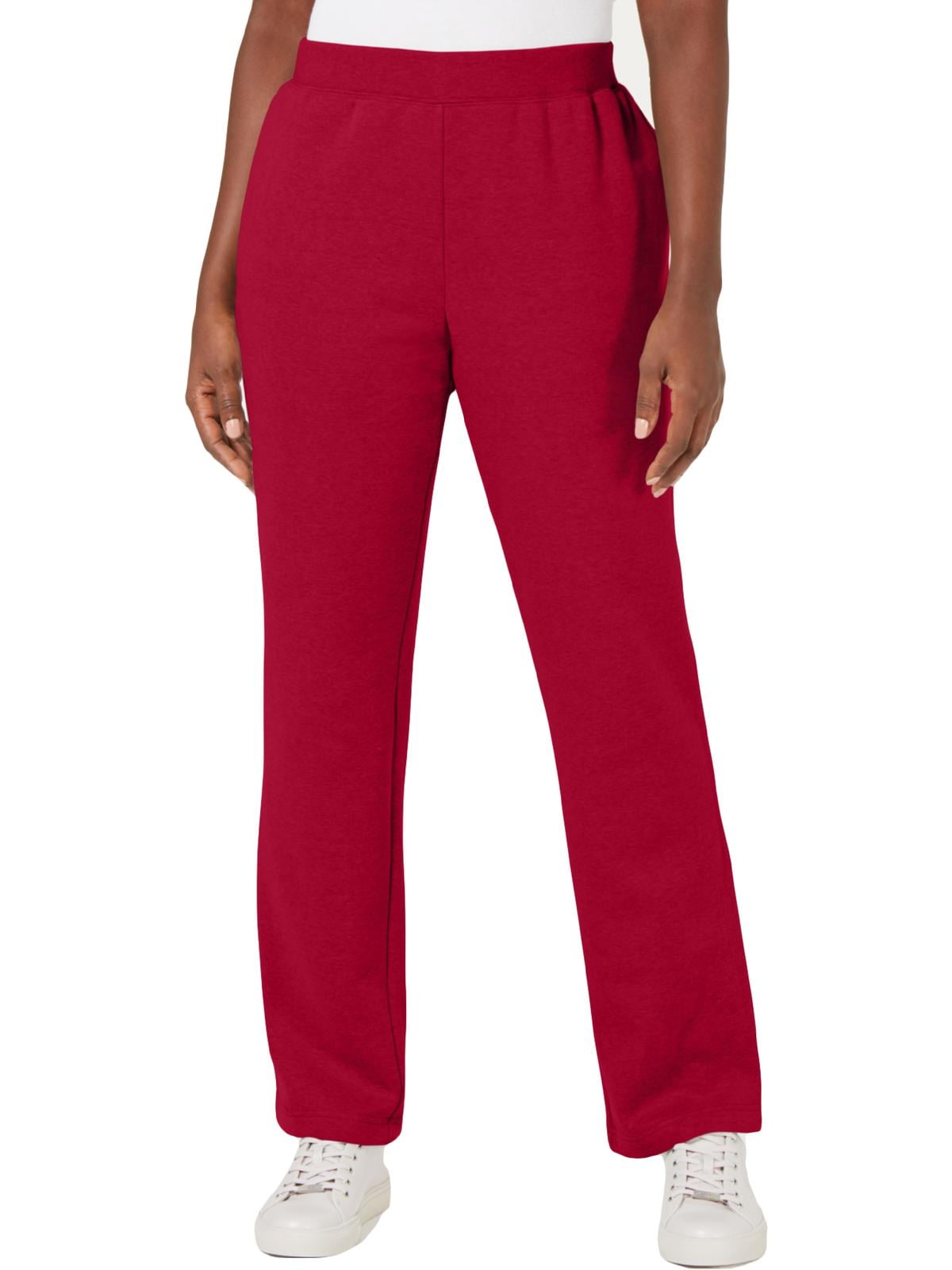 Karen Scott Womens Petites Wide Leg Cozy Sweatpants Red PXL