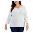 thumbnail image 1 of Karen Scott Plus Size Toggle Neck Top Winter White 2X, 1 of 1
