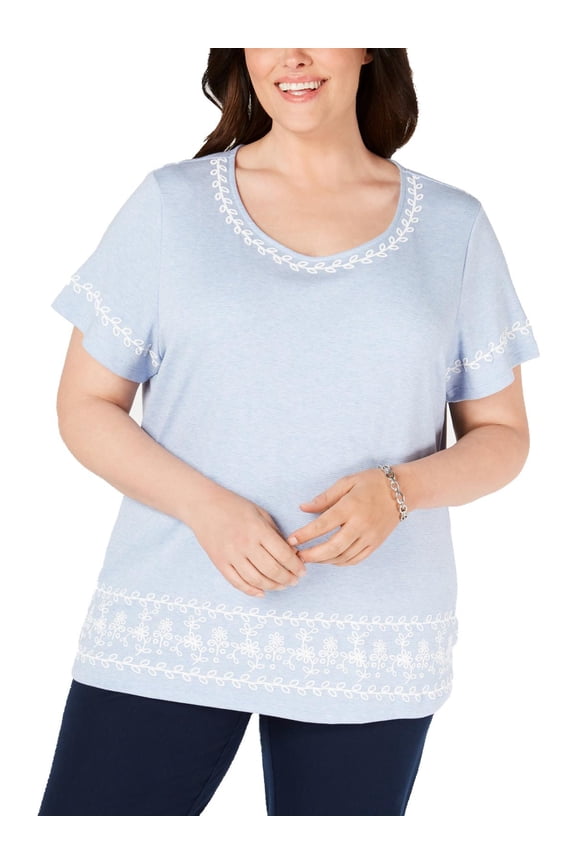 Womens Plus Emroidered Striped Blouse