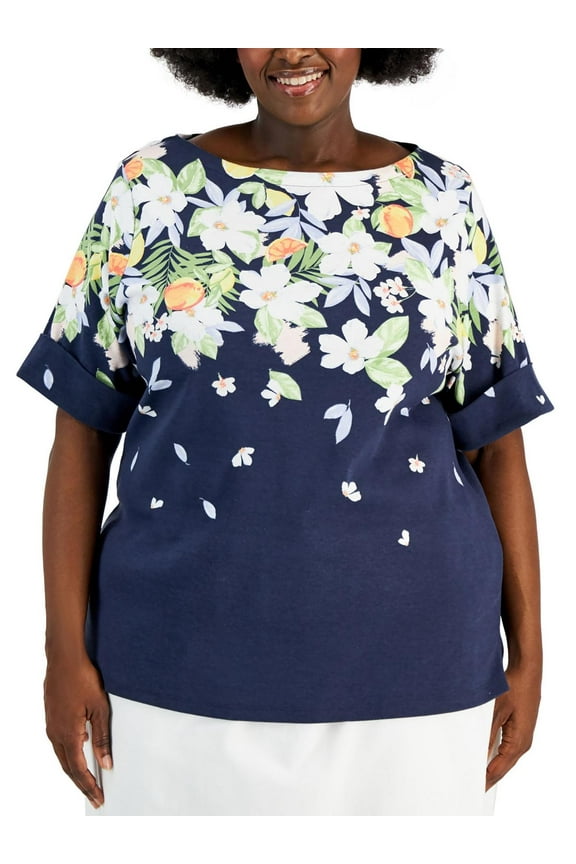 Plus Size Fiji Getaway Top3643 Intrepid Blue 1X