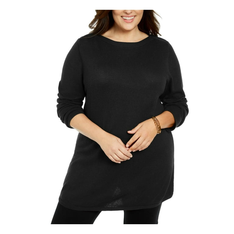 Karen Scott Womens Plus Ribbed Curved Hem Tunic Sweater Walmart