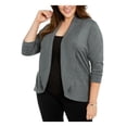 thumbnail image 1 of Karen Scott Womens Plus Ribbed Solid Cardigan Top Gray 0X, 1 of 3
