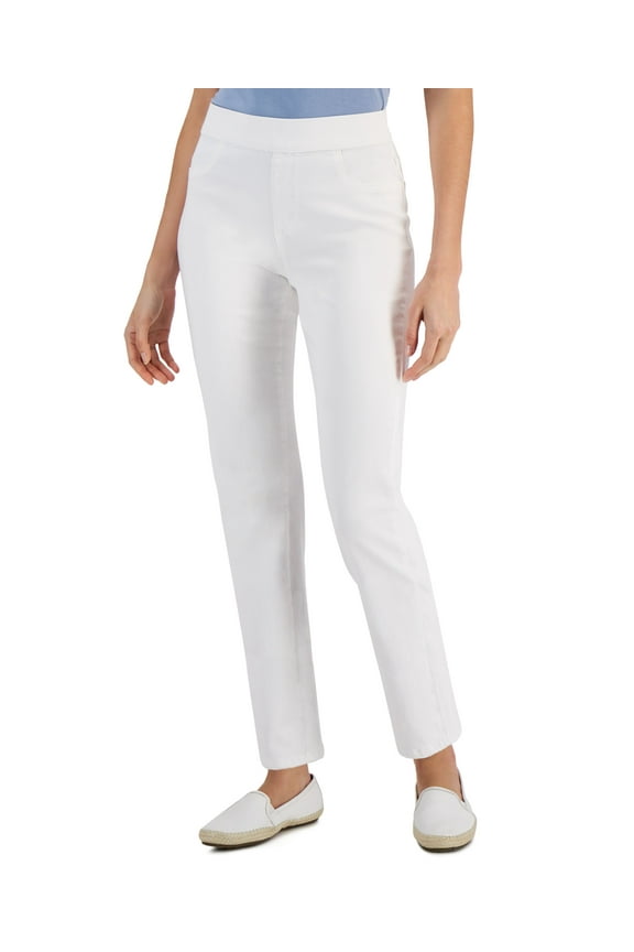 Womens Pull On White Denim Pants White S
