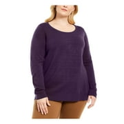Karen Scott Womens Ribbed Trim Stiped Texture Pullover Sweater