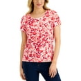 thumbnail image 1 of Karen Scott Womens Scoop Neck Short Sleeve Top New Red Amore XS, 1 of 1
