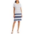 thumbnail image 1 of Karen Scott Womens Striped Printed Dress Bright White L, 1 of 1
