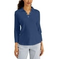 thumbnail image 1 of Karen Scott Womens Studded Johnny Collar Top Dark Cornflower XS, 1 of 1