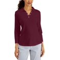 thumbnail image 1 of Karen Scott Womens Studded Johnny Collar Top Malbec XS, 1 of 1