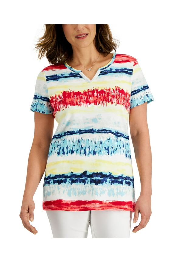 Womens Tie Dyed Print Top Intrepid Blue M