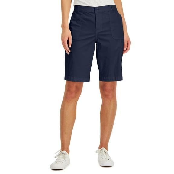 Karen Scott Womens Utility Pocket Shorts Intrepid Blue 16