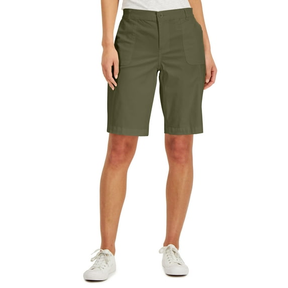 Karen Scott Womens Utility Pocket Shorts Winter Moss 8