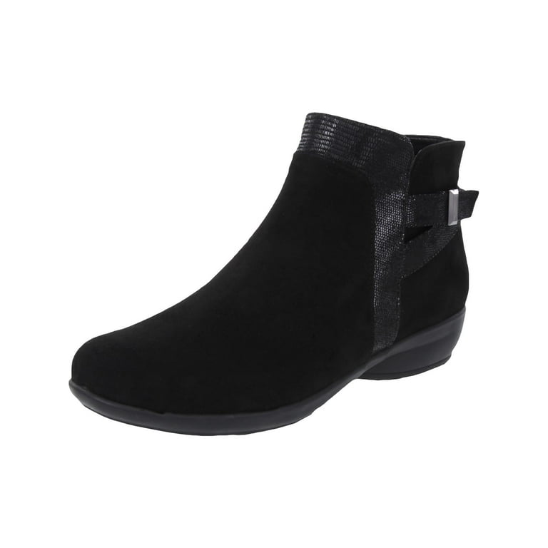 Karen Scott Womens Vanni Faux Suede Ankle Booties Black 7.5 Medium B M Walmart