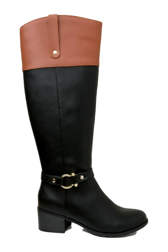 Womens Vickyy Extra Wide Calf Faux Leather Knee-High Boots