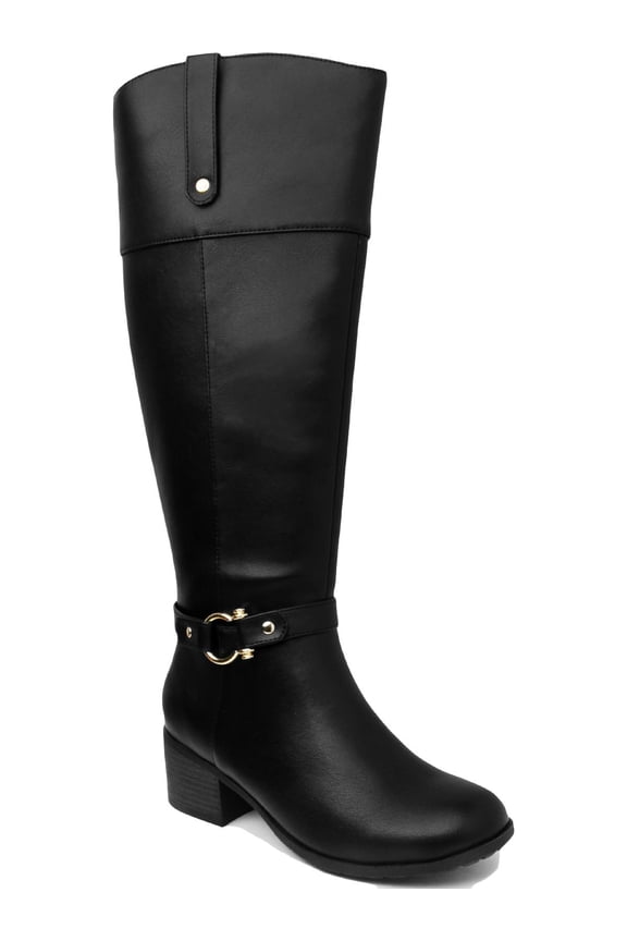 Womens Vickyy Faux Leather Embossed Knee-High Boots
