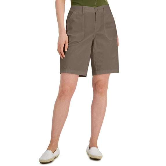 Karen Scott Zipper Front Womens Shorts Brass Iron 18