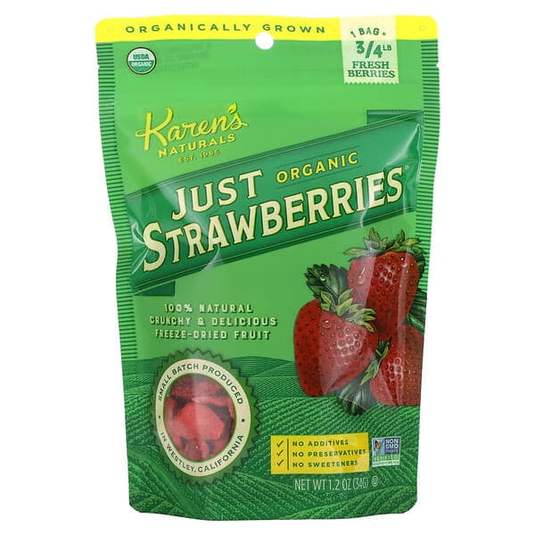 Karen's Naturals, Organic Just Strawberries, 1.2 oz Pack of 4