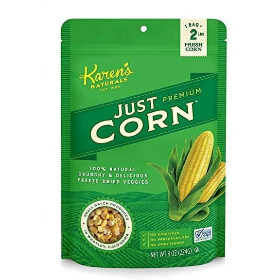 Karen's Naturals, Premium Freeze-Dried Veggies, Just Corn, 8 oz Pack of 3