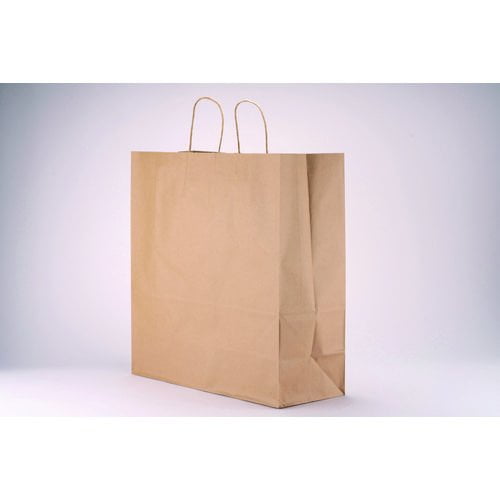 Kari-Out Kraft Paper Bags, Natural Twisted-Paper Handles, 18" x 7" x 18.5", Brown Kraft, 200/Bundle