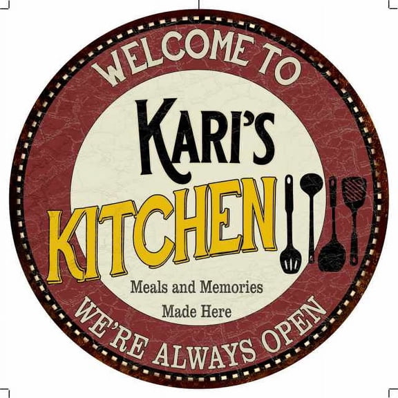 Kari's Kitchen 14" Round Metal Sign Bar Game Room Wall Decor 100140040418