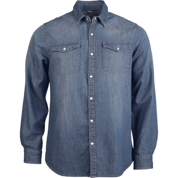 Kariban Mens Long Sleeve Casual Denim Shirt