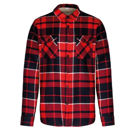 Kariban Mens Sherpa Lined Checked Shirt Jacket