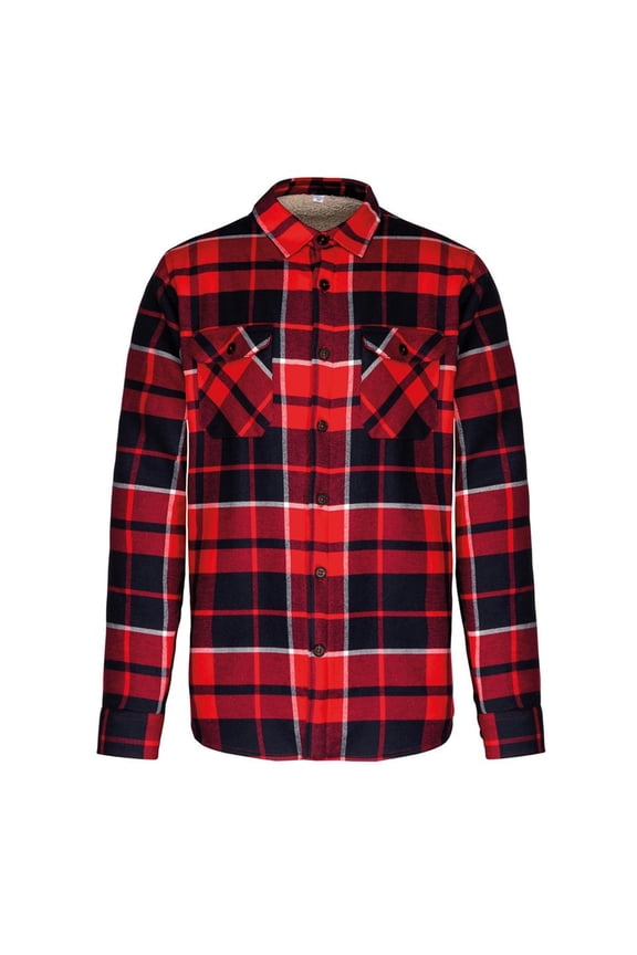 Mens Sherpa Lined Checked Shirt Jacket