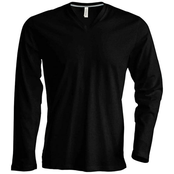 Kariban Mens Slim Fit Long Sleeve V Neck T-Shirt